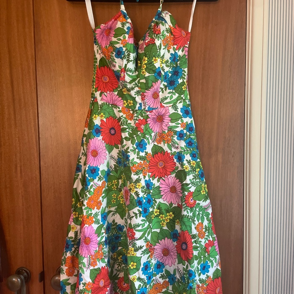 SOLD - Retro Floral Multicolor Vintage Sundress